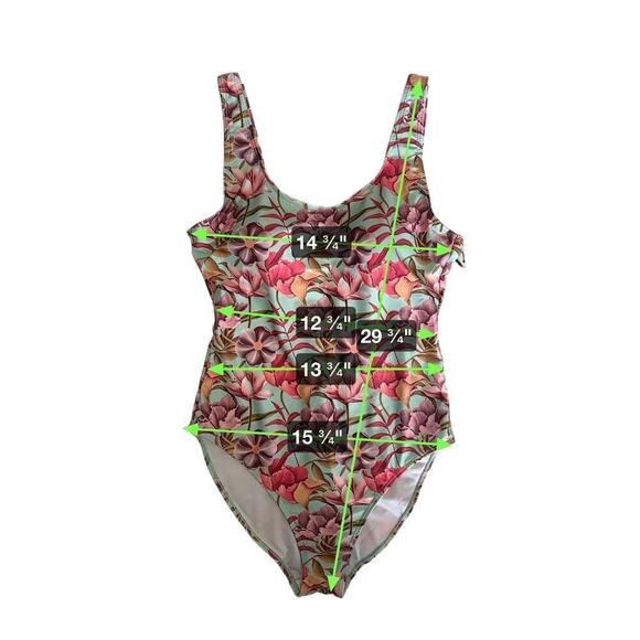 Nicole Miller Leafs Cascade‎ Print One Piece Bathing Suit Women's L NWT Beach - Picture 7 of 7